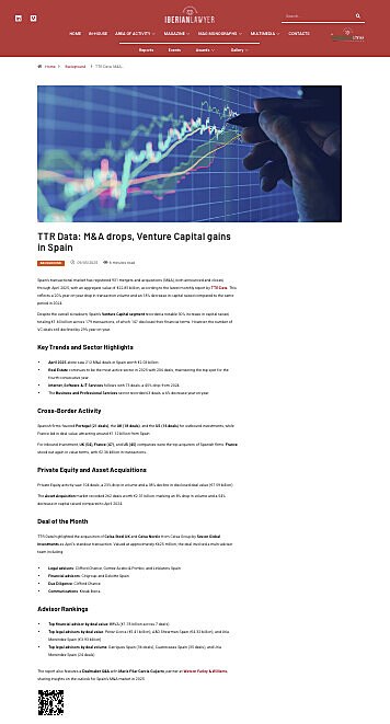 TTR Data: M&A drops, Venture Capital gains in Spain